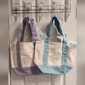 NWT Trader Joe’s Mini Tote Bags - Purple and Blue Set of Two Bags